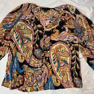 Sanctuary Sheer w light sparkles Colorful Paisley Women's Top